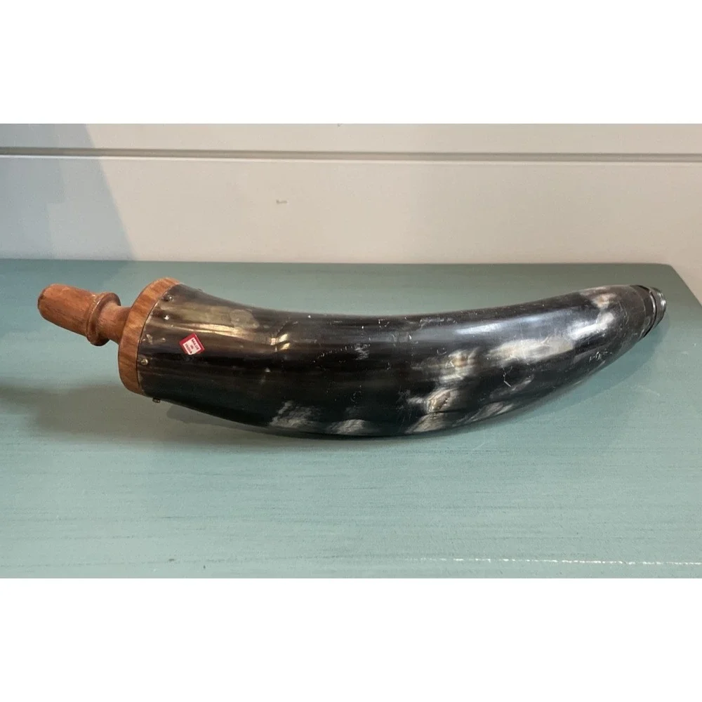 Vtg Black Powder Horn 14